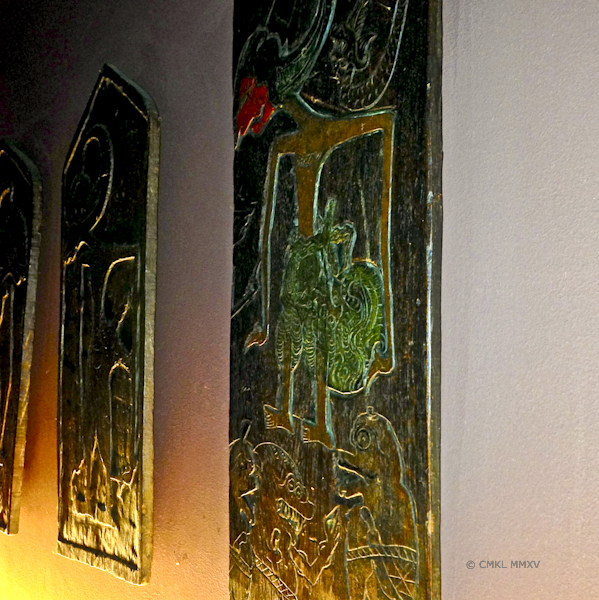 carvings of Wayang kulit, the famous shadow puppets of traditional Indonesian theatre