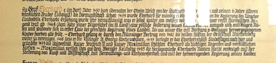 Excerpt of the famiy tree of the ducal family - behind glass & out of reach!