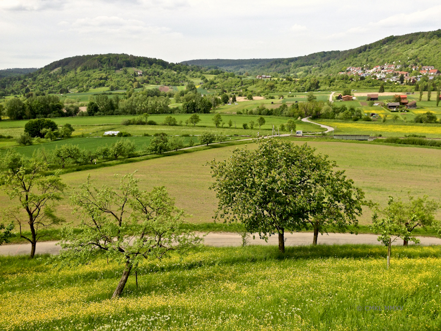 View from Schwärzlocher Hof Biergarten